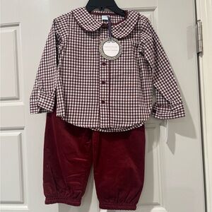 Edgehill Collection Burgundy Plaid Shirt & Pants